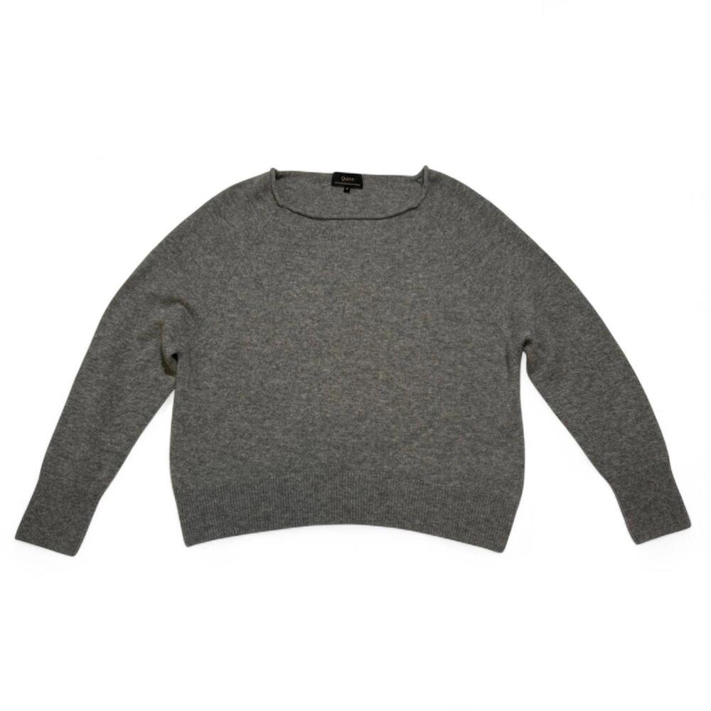Quince grey 100% Mongolian cashmere boat neck sweater Size M